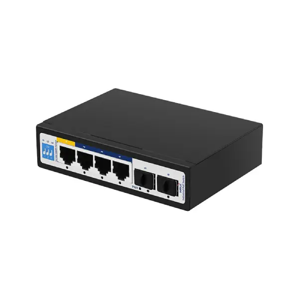 سوییچ شبکه صنعتی اترنت 4 پورت POE اچ آر یو آی مدل HR500-AXG-42S