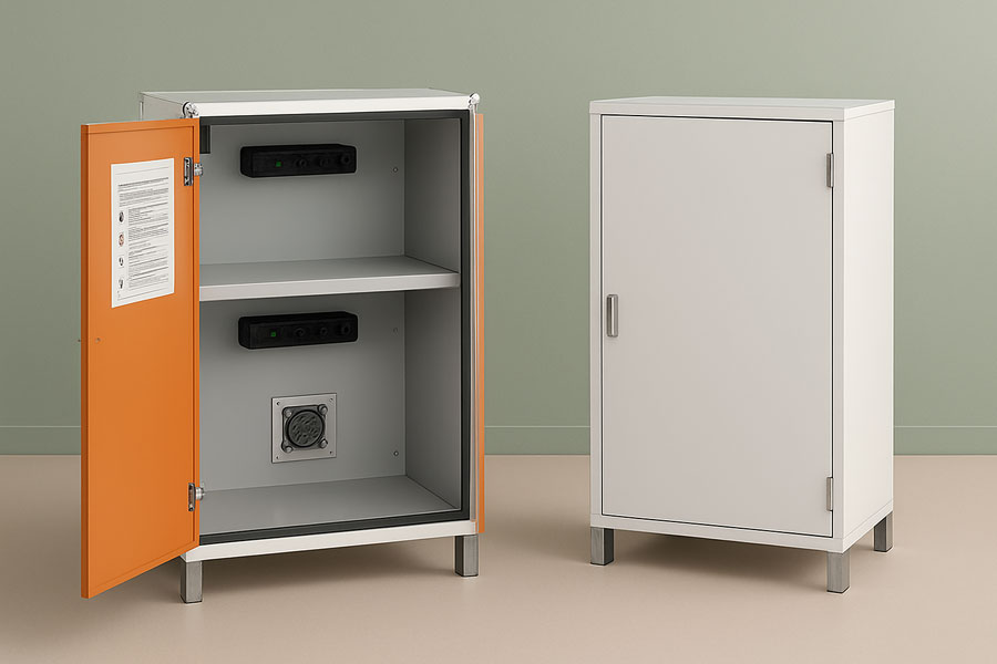 نمای داخل و بیرون کابینت باتری ups