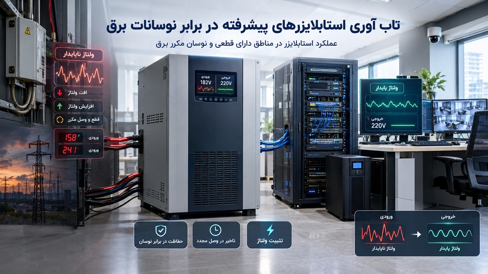 تاب آوری استابلایزرهای پیشرفته در برابر نوسانات برق مناطق دارای قطعی زیاد